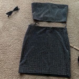 Rhinestone two piece skirt set!